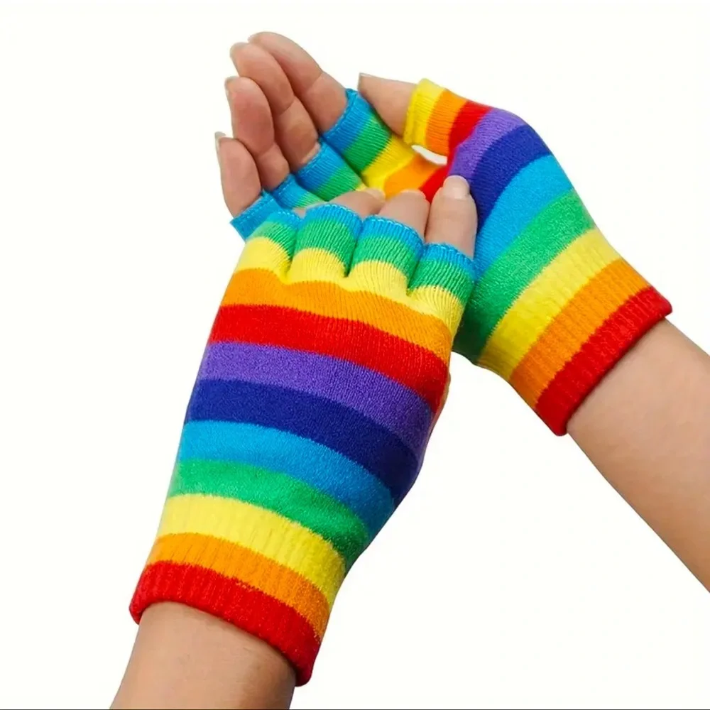 Glove’s 1 pair NEW Rainbow Colors Half Finger Gloves